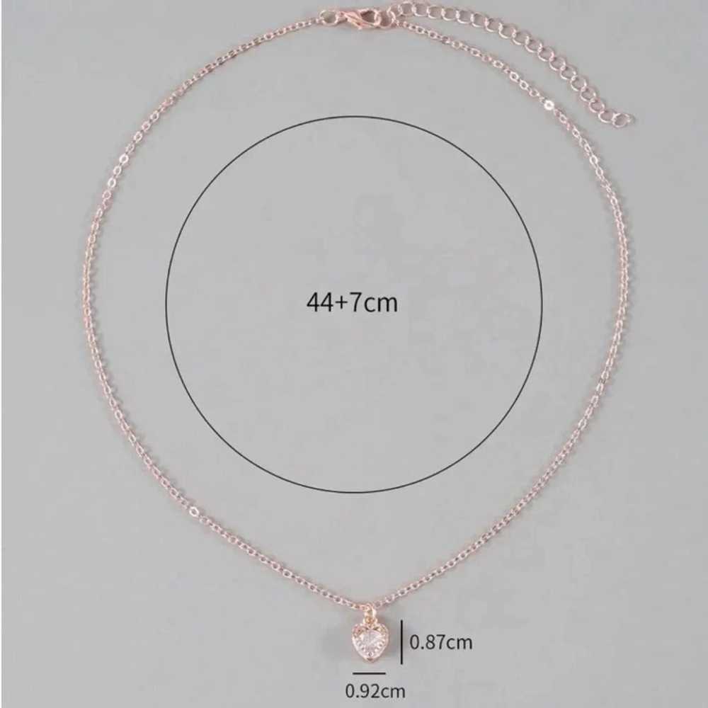 ⚠️Clearance Rose Gold Cubic Zirconia Heart Charm Necklace SS - Picture 3 of 4